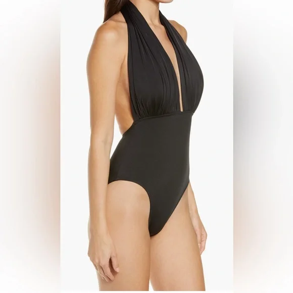 NORMA KAMALI Halter Low Back one-piece Swimsuit - Picture 3 of 6